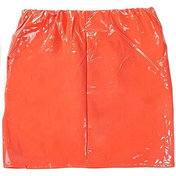 Bright Vegan Leather Bodycon Slim Micro Mini Skirt Party Clubwear Orange S - Picture 5 of 5